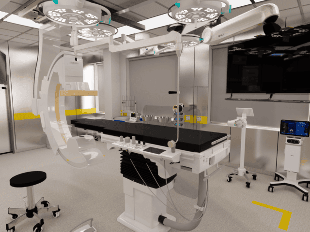 Center for cardiovascular events with an X-ray operating unit
